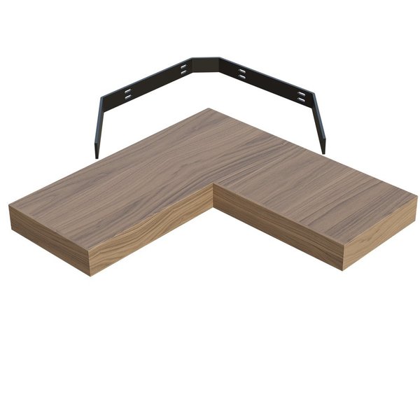 Designs Of Distinction 10" X 24" X 24" Furniture Grade Corner Floating Shelf - Walnut 01MFL102424WL1